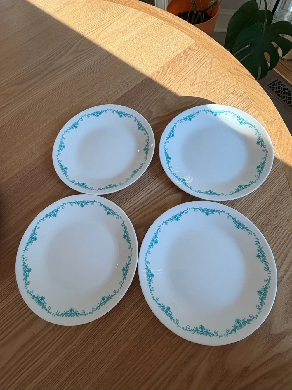 Vintage Corelle Corning Garden Lace Teal dinnerware 9 pc Lot